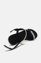 Black rhinestone  flat sandals