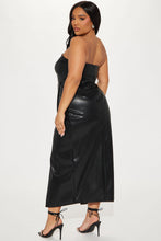 Black Leather strapless split dress