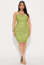 Green sequin midi dress
