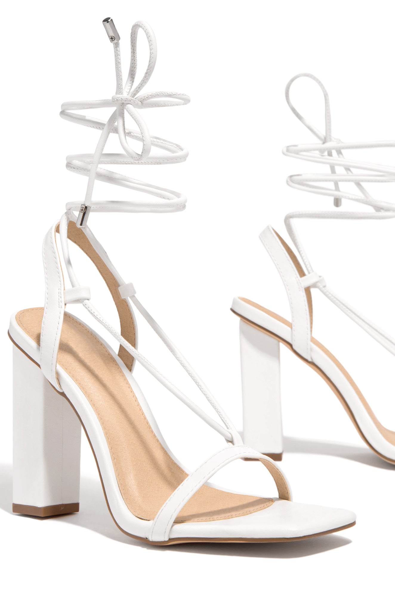 White High Heels - Faux Leather Heels - Strappy High Heels - Lulus