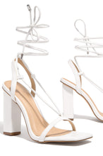 White chunky heel with strap up