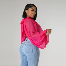 Magneta pink chiffon see through blouse