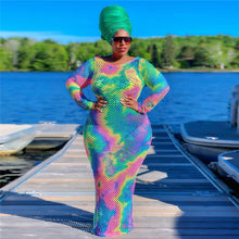 Multicolor long mesh dress plus size