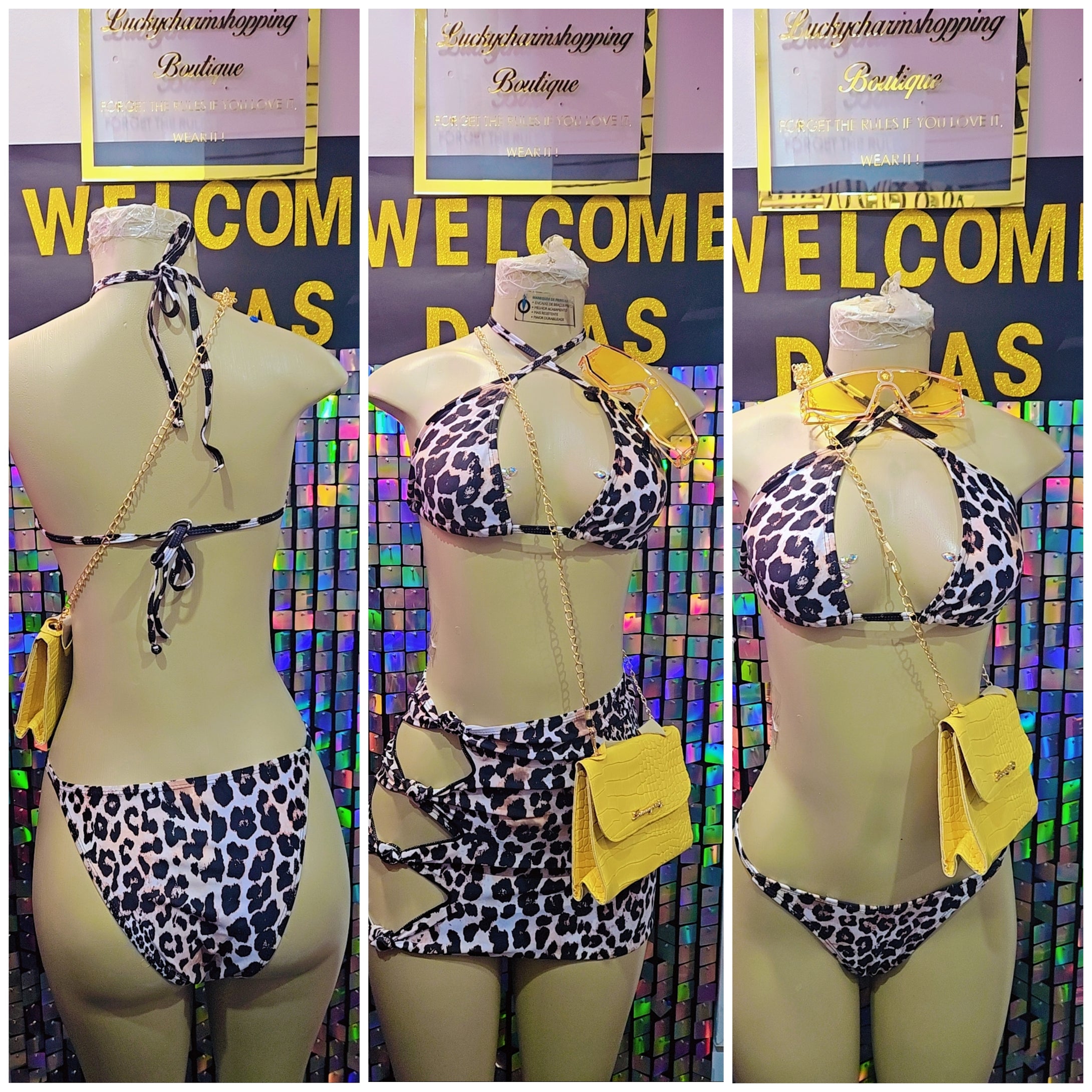 3 Three piece  leopard  swimwear bikini sets