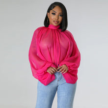 Magneta pink chiffon see through blouse