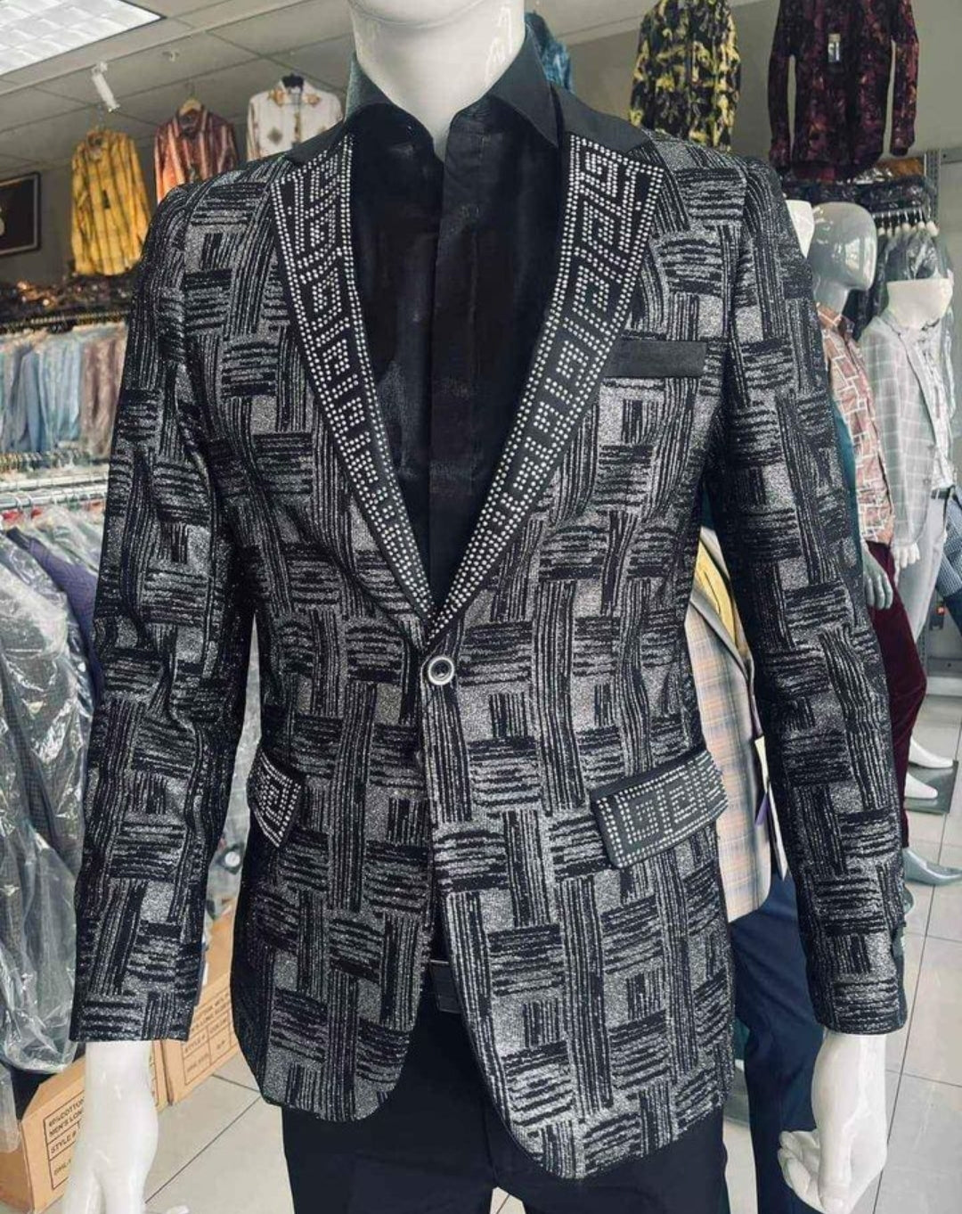 Men luxury silver and black blazer