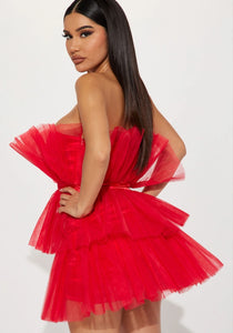 Red tulle mini  dress