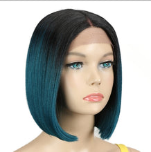 Black and teal 10 inches bob wig