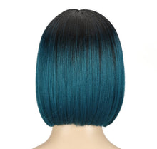 Black and teal 10 inches bob wig