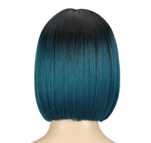 Black and teal 10 inches bob wig