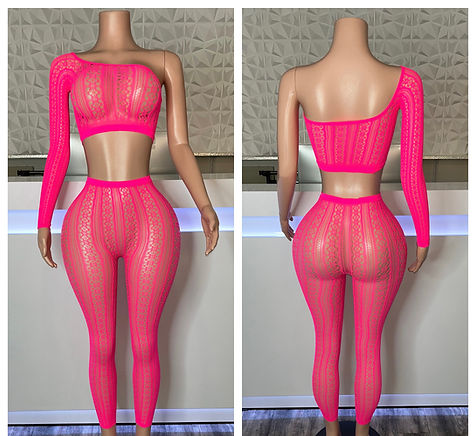 Black or pink 2 two piece long mesh  tight pants set