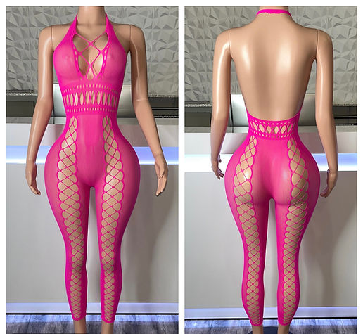 Pink mesh jumpsuit