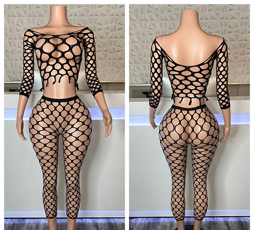 Black mesh 2  two piece tights set