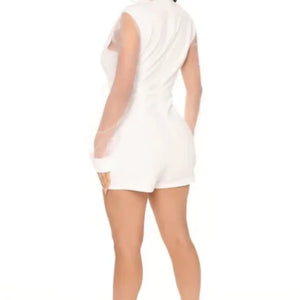 White blazer  mesh romper short