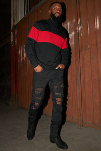 Red and black  men long sleeve  sweater