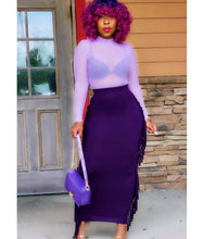 2 piece purple fringe  skirt set